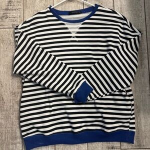 Zesica Black/White/Blue Striped Sweater